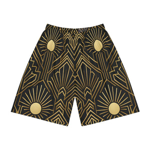 Lightweight Men’s Sports Shorts Geometric Sun Design - Dipaliz