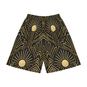Lightweight Men’s Sports Shorts Geometric Sun Design - Dipaliz