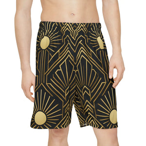 Men’s Sports Shorts - Geometric Sun Design Unbeatable Comfort - Dipaliz - Xs