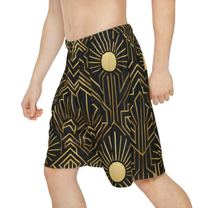 Lightweight Men’s Sports Shorts Geometric Sun Design - Dipaliz