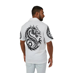 Button Shirt - Hawaiian Camp - Bold Dragon Print Summer Style - Dipaliz