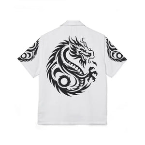 Button Shirt - Hawaiian Camp - Bold Dragon Print Summer Style - Dipaliz