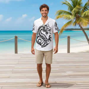 Dragon Print Hawaiian Camp Shirt - Summer Style - Dipaliz - Shirts - Xs