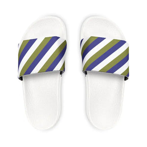 Men’s Pu Slide Sandals Green Purple Stripes - Dipaliz