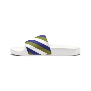 Men’s Pu Slide Sandals Green Purple Stripes - Dipaliz