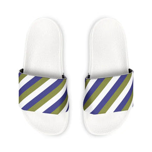 Men’s Pu Slide Sandals Green Purple Stripes - Dipaliz