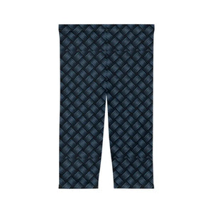 Navy Blue Checkered Active Capris - Stylish Comfort - Dipaliz - Leggings