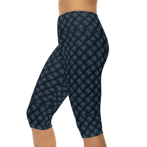 Navy Blue Checkered Active Capris - Stylish Comfort - Dipaliz - Leggings