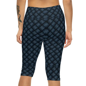 Navy Blue Checkered Active Capris - Stylish Comfort - Dipaliz - Leggings
