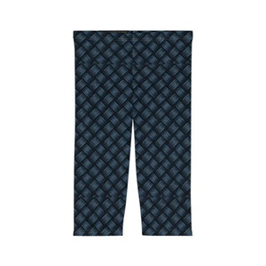 Navy Blue Checkered Active Capris - Stylish Comfort - Dipaliz - Leggings