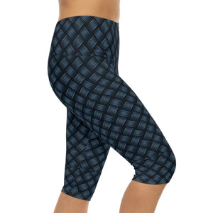 Stylish Navy Blue Capri - Checkered - Dipaliz - Leggings