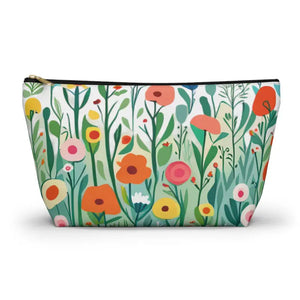 Wildflowers Accessory Pouch - Chic Travel Essential - Dipaliz - Large / Black Zipper - Cosmetic & Toiletry Bags