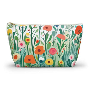 Wildflowers Accessory Pouch - Chic Travel Essential - Dipaliz - Large / White Zipper - Cosmetic & Toiletry Bags