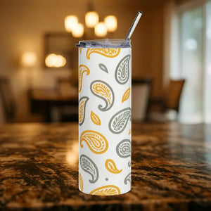 Stainless Steel Tumbler - Paisley Pop Insulated Travel Mug - Dipaliz - 20oz / White - Tumblers