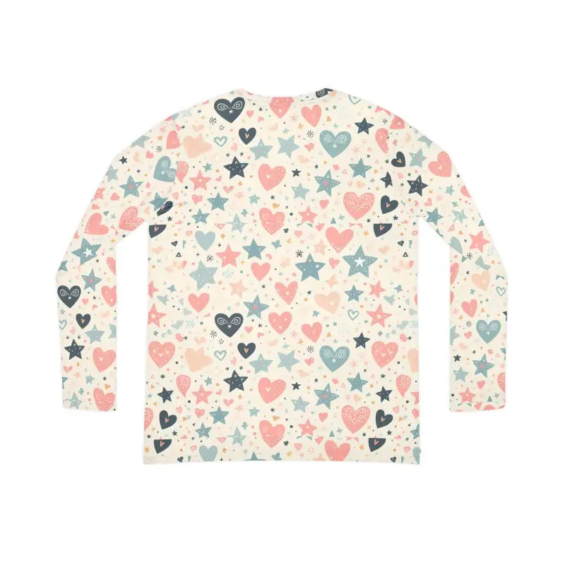 Stylish Pastel Hearts Long Sleeve V-neck for Women - Dresses