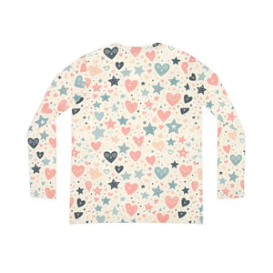Stylish Pastel Hearts Long Sleeve V-neck Tee - Dipaliz - T-shirts