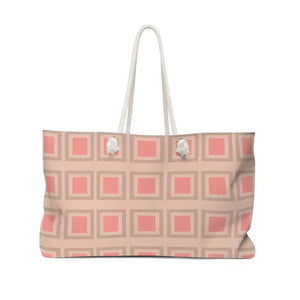 Oversized Polyester Weekender Bag Pink Squares Sunset Vibes Dipaliz - 24’’ × 13’’ - Tote Bags