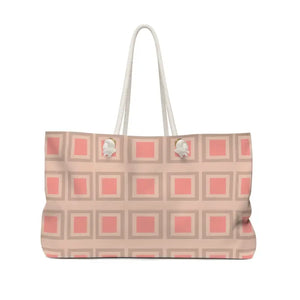 Oversized Polyester Weekender Bag Pink Squares Sunset Vibes Dipaliz - 24’’ × 13’’ - Tote Bags