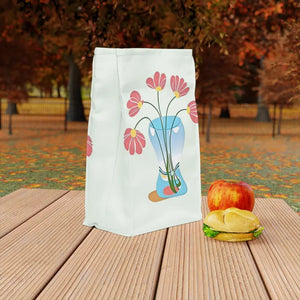 Accessories - Polyester Lunch Bag Red Flowers in a Vase Design - Dipaliz 11.75’’ × 7.25’’ 4.75’’