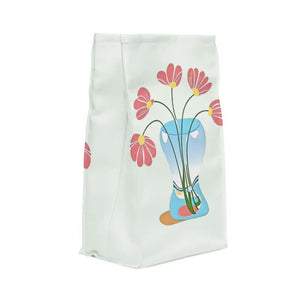 Polyester Lunch Bag Red Flowers in Vase Fashion Style Dipaliz - 11.75’’ × 7.25’’ 4.75’’ - Bags