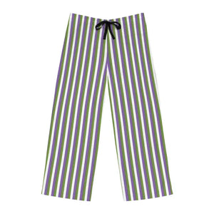Men’s Pajama Pants Purple Stripes Comfort Loungewear - Dipaliz - l / White Stitching - Pajamas
