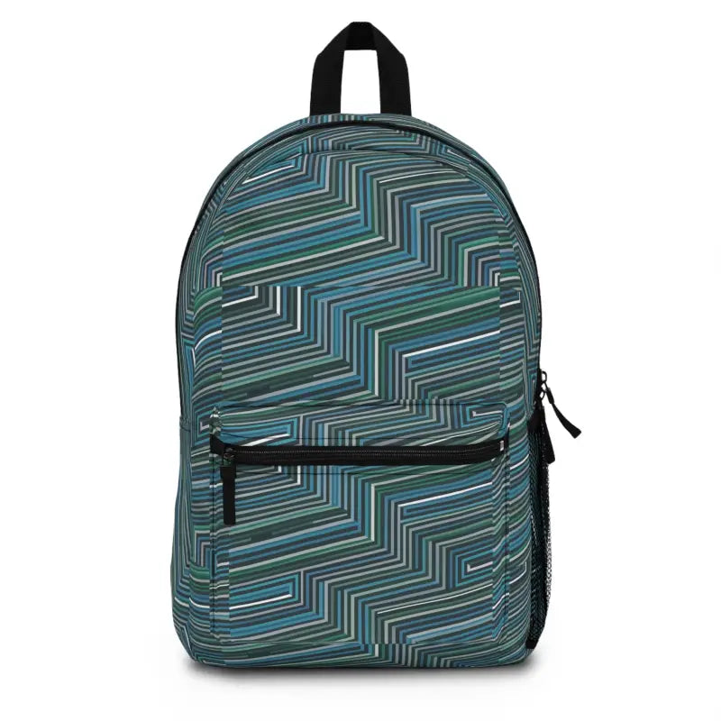 Explore in Style: Roomy Blue Backpack with Abstract Lines - one Size Bags