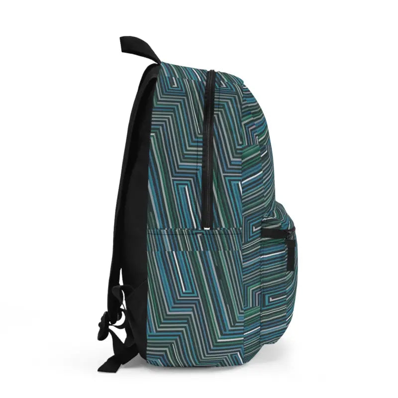 Explore in Style: Roomy Blue Backpack with Abstract Lines - one Size Bags