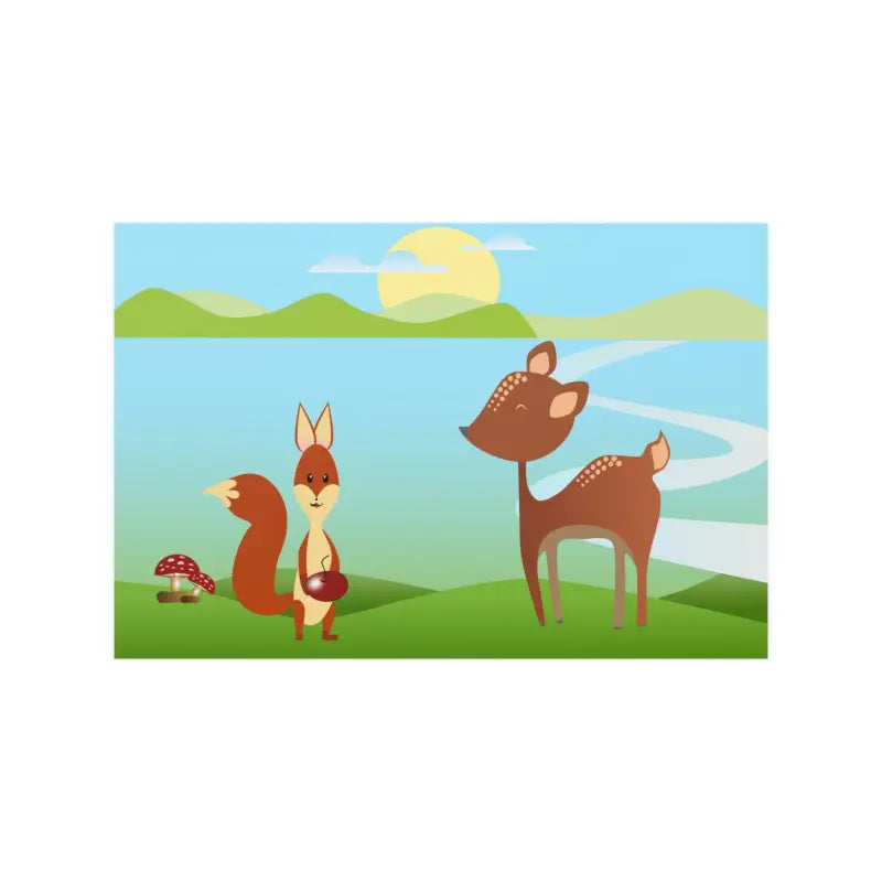 Satin Cartoon Animal Posters for Trendy Spaces - 18″ x 12″ Poster