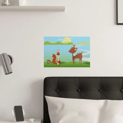 Satin Cartoon Animal Posters for Trendy Spaces - Poster