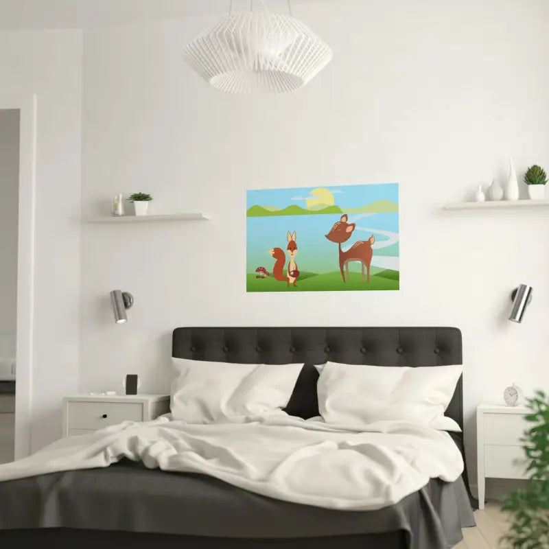 Satin Cartoon Animal Posters for Trendy Spaces - Poster