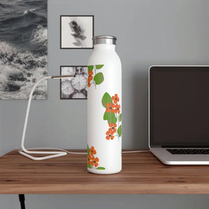Slim Water Bottle Orange Flowers Fashion Hydration Dipaliz - 20oz / White - Bottles