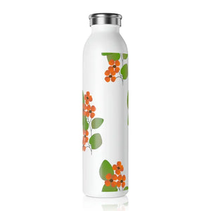 Slim Water Bottle Orange Flowers Fashion Hydration Dipaliz - 20oz / White - Bottles