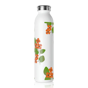 Slim Water Bottle Orange Flowers Fashion Hydration Dipaliz - 20oz / White - Bottles