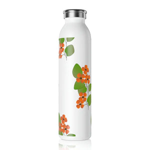 Slim Water Bottle Orange Flowers Fashion Hydration Dipaliz - 20oz / White - Bottles
