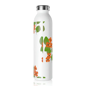 Slim Water Bottle Orange Flowers Fashion Hydration Dipaliz - 20oz / White - Bottles