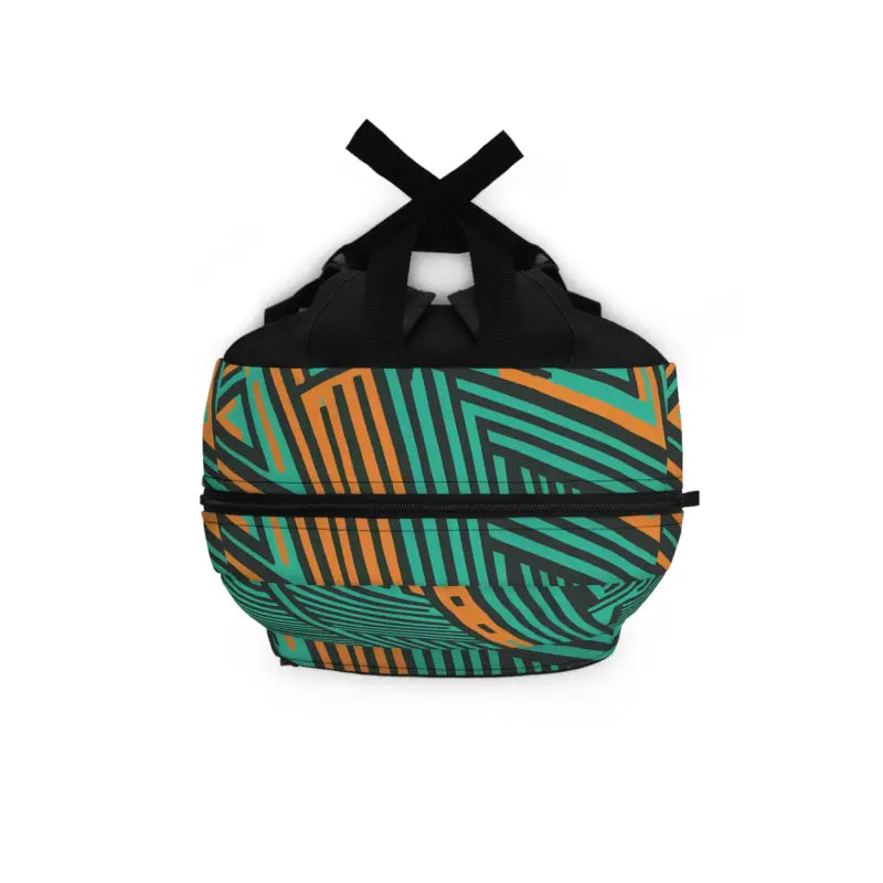 Vibrant Green and Orange Abstract Lines Backpack - one Size Bags