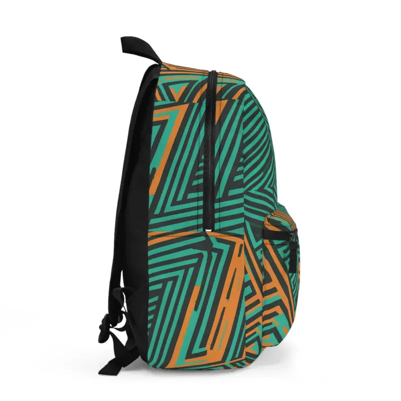 Vibrant Green and Orange Abstract Lines Backpack - one Size Bags