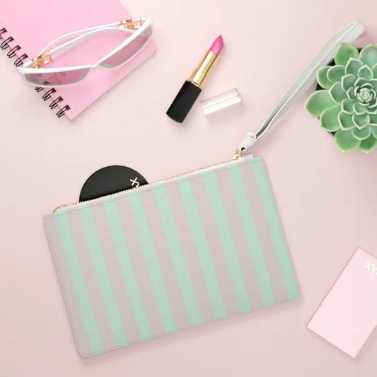 Stand out with the Ultimate Teal & Pink Striped Clutch Bag - one Size Bags