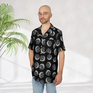 Unisex Celestial Hawaiian Button-down Shirt - Summer Style - Dipaliz - s / White Stitching - Shirts