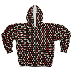 Stylish Unisex Zip Hoodie Cozy Casino Pattern for Men and Women Perfect Gift Fall Fashion Everyday Wear - Hoodies