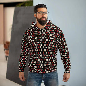 Stylish Unisex Zip Hoodie Cozy Casino Pattern for Men and Women Perfect Gift Fall Fashion Everyday Wear - Hoodies