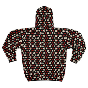 Stylish Unisex Zip Hoodie Cozy Casino Pattern for Men and Women Perfect Gift Fall Fashion Everyday Wear - Hoodies