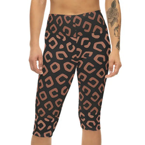Stylish Women’s Capri Leggings All Over Print - Dipaliz - Xs / White Stitching