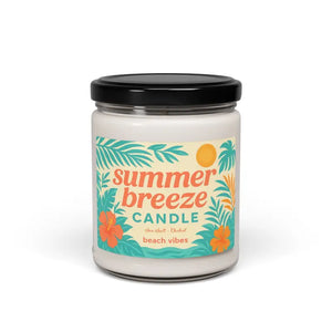Summer Breeze Scented Soy Candle Cotton Wick - Dipaliz - Sea Salt + Orchid / 9oz - Candles