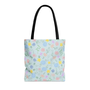 Blue Floral Pattern Tote Bag Summer Style Essential - Dipaliz - Bags