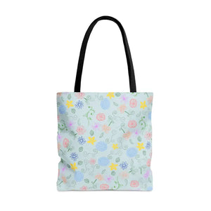Blue Floral Pattern Tote Bag Summer Style Essential - Dipaliz - Bags