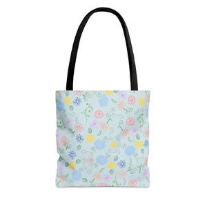 Blue Floral Pattern Tote Bag Summer Style Essential - Dipaliz - Bags