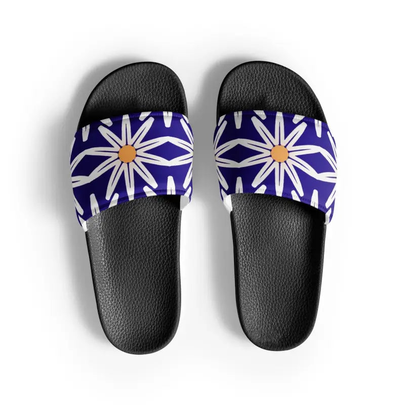 Summer Vibes: Women’s Blue Pattern Slides for Ultimate Fun - Black / 5.5 Shoes