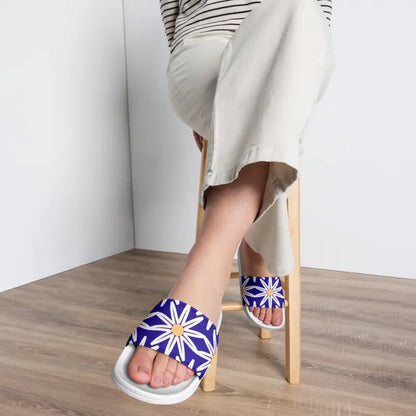 Summer Vibes: Women’s Blue Pattern Slides for Ultimate Fun - Shoes