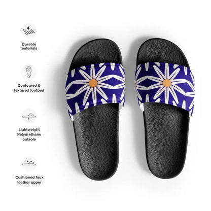 Summer Vibes: Women’s Blue Pattern Slides for Ultimate Fun - Shoes